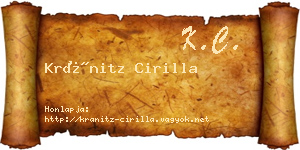 Kránitz Cirilla névjegykártya